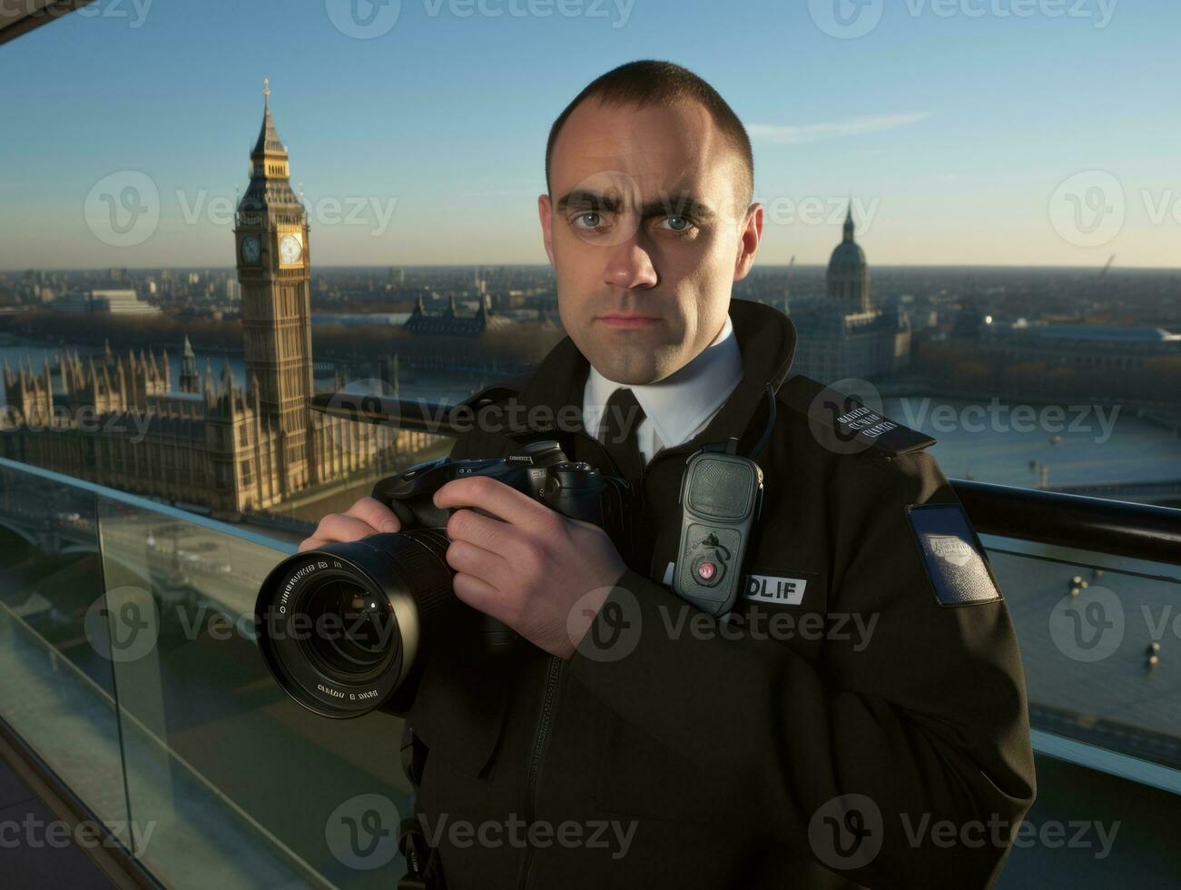 Policeman is meticulously examining the scene for evidence during his investigation AI Generative photo