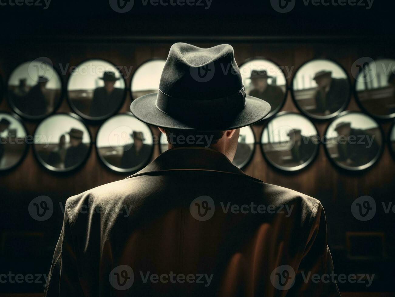 Policeman is meticulously examining the scene for evidence during his investigation AI Generative photo