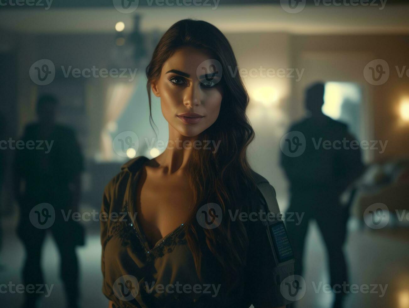 Woman serves as a dedicated and fearless soldier AI Generative photo