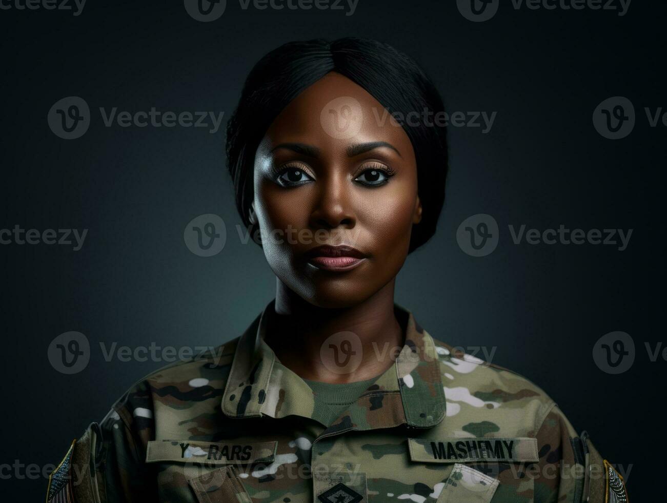 Woman serves as a dedicated and fearless soldier AI Generative photo