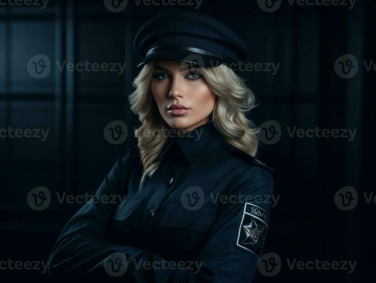 Woman serves as a dedicated and fearless soldier AI Generative photo