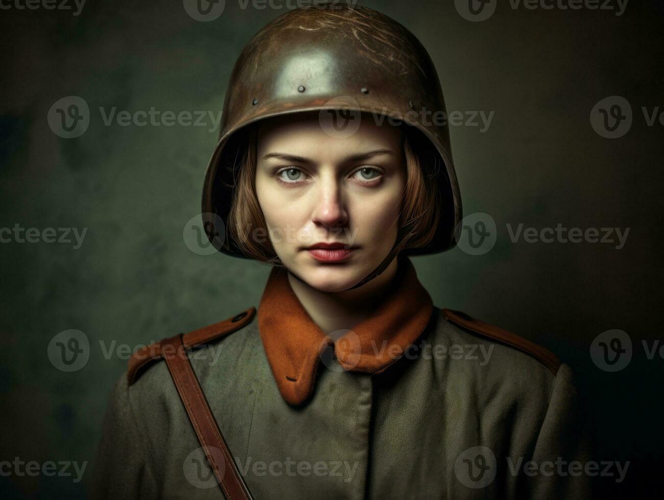 Woman serves as a dedicated and fearless soldier AI Generative photo