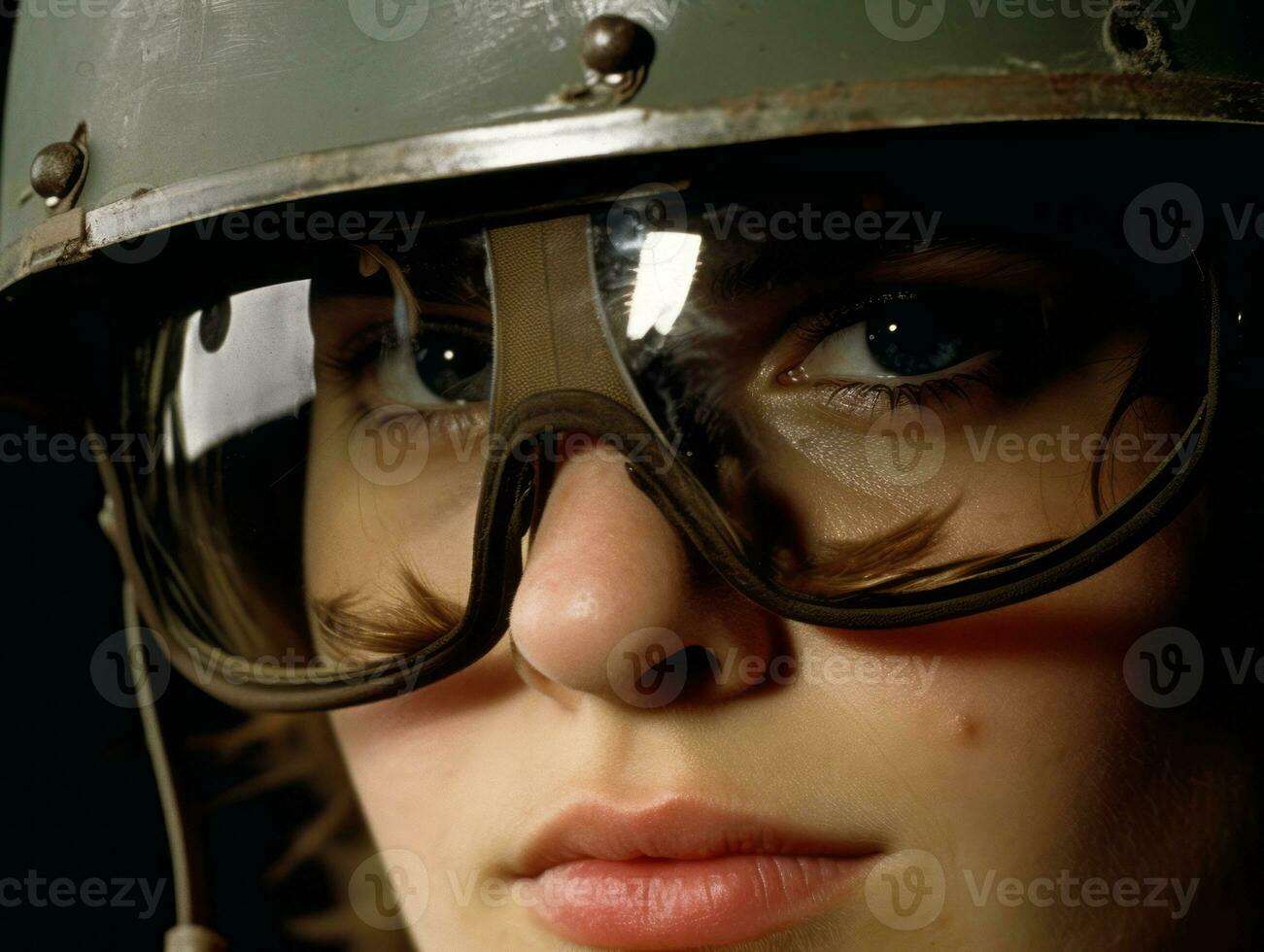 Woman serves as a dedicated and fearless soldier AI Generative photo