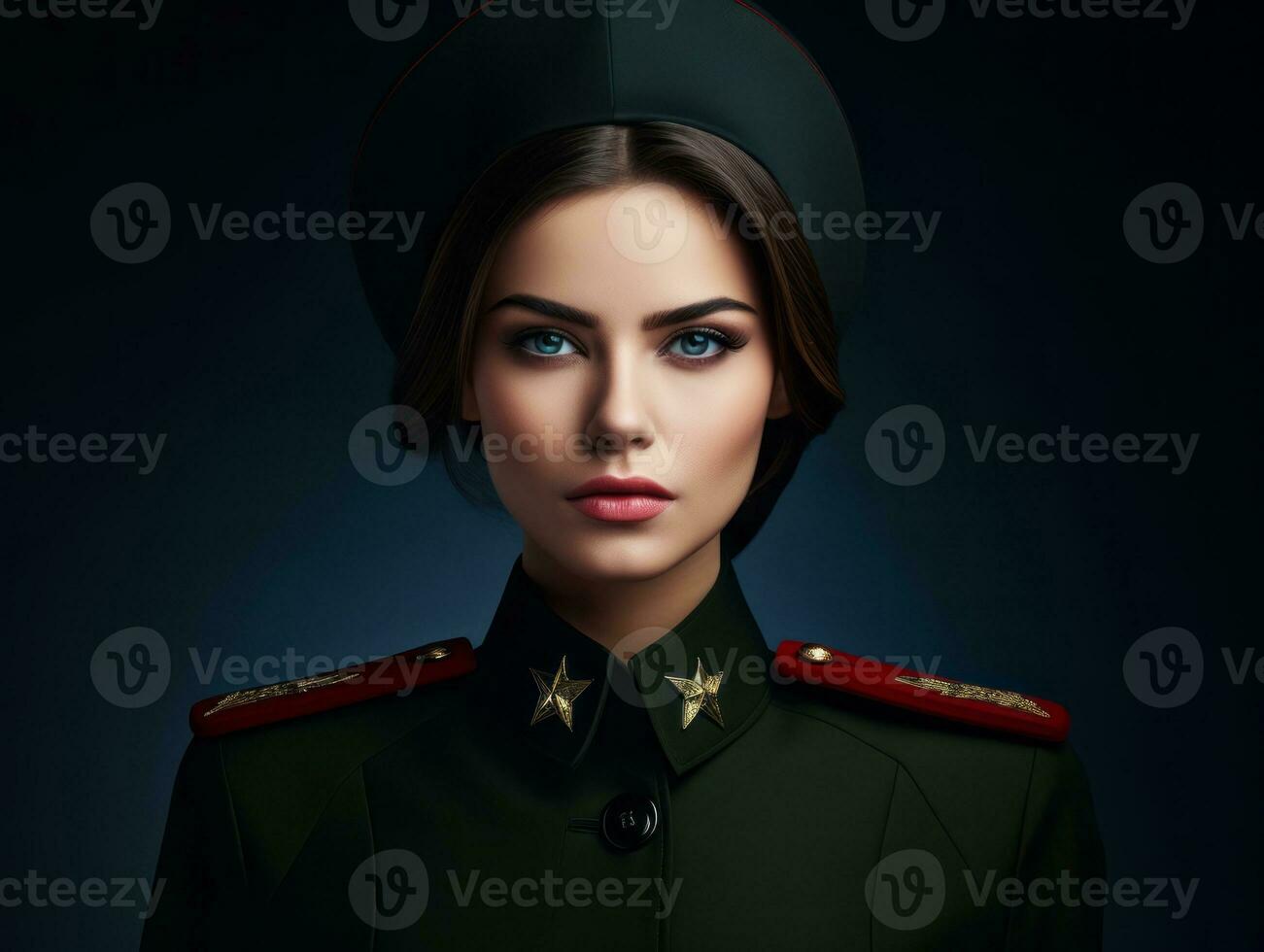 Woman serves as a dedicated and fearless soldier AI Generative photo