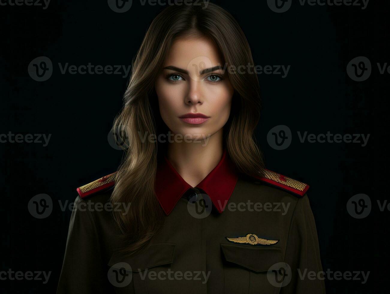 Woman serves as a dedicated and fearless soldier AI Generative photo