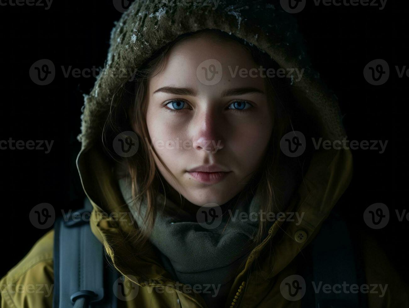 Woman serves as a dedicated and fearless soldier AI Generative photo