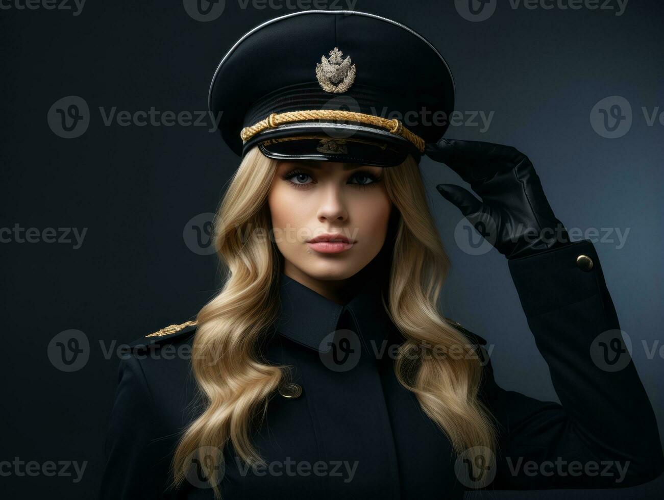 Woman serves as a dedicated and fearless soldier AI Generative photo