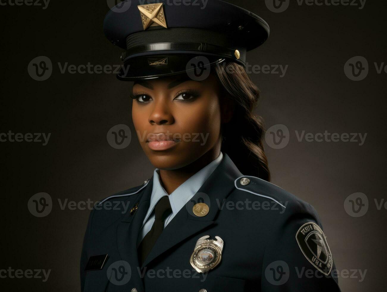 Woman serves as a dedicated and fearless soldier AI Generative photo