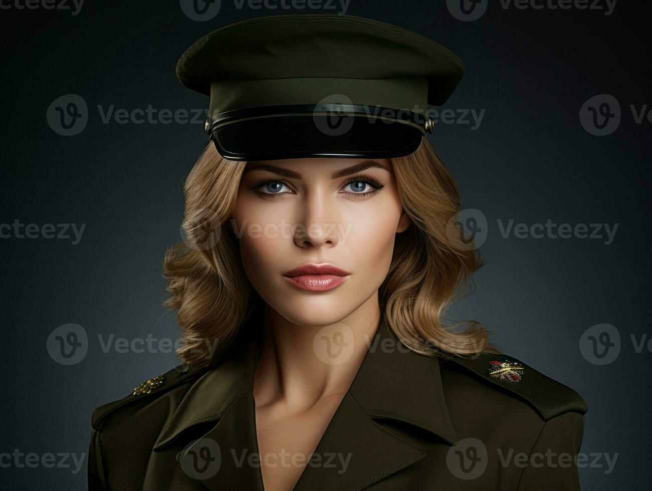 Woman serves as a dedicated and fearless soldier AI Generative photo