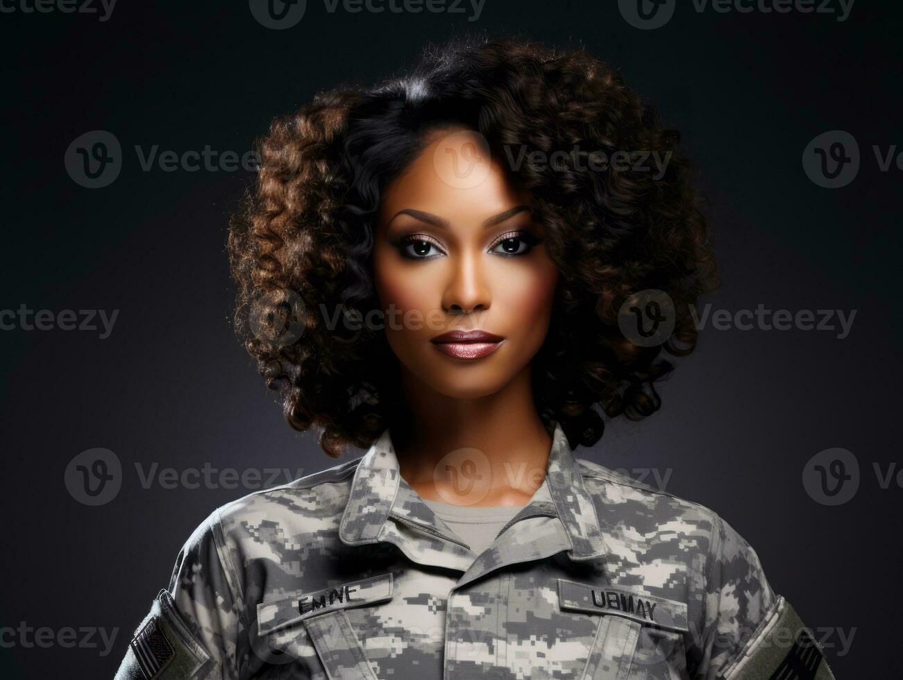 Woman serves as a dedicated and fearless soldier AI Generative photo
