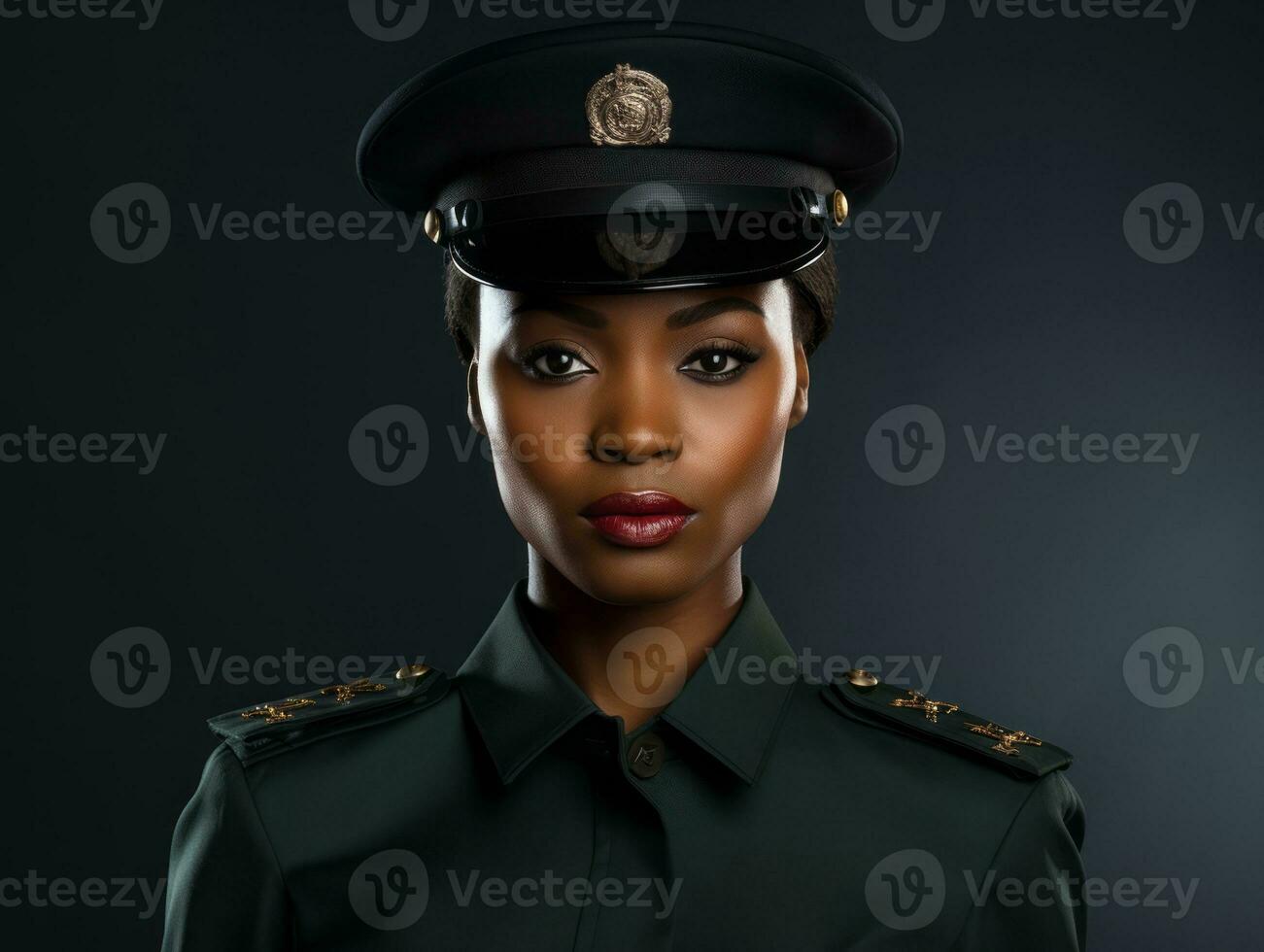 Woman serves as a dedicated and fearless soldier AI Generative photo