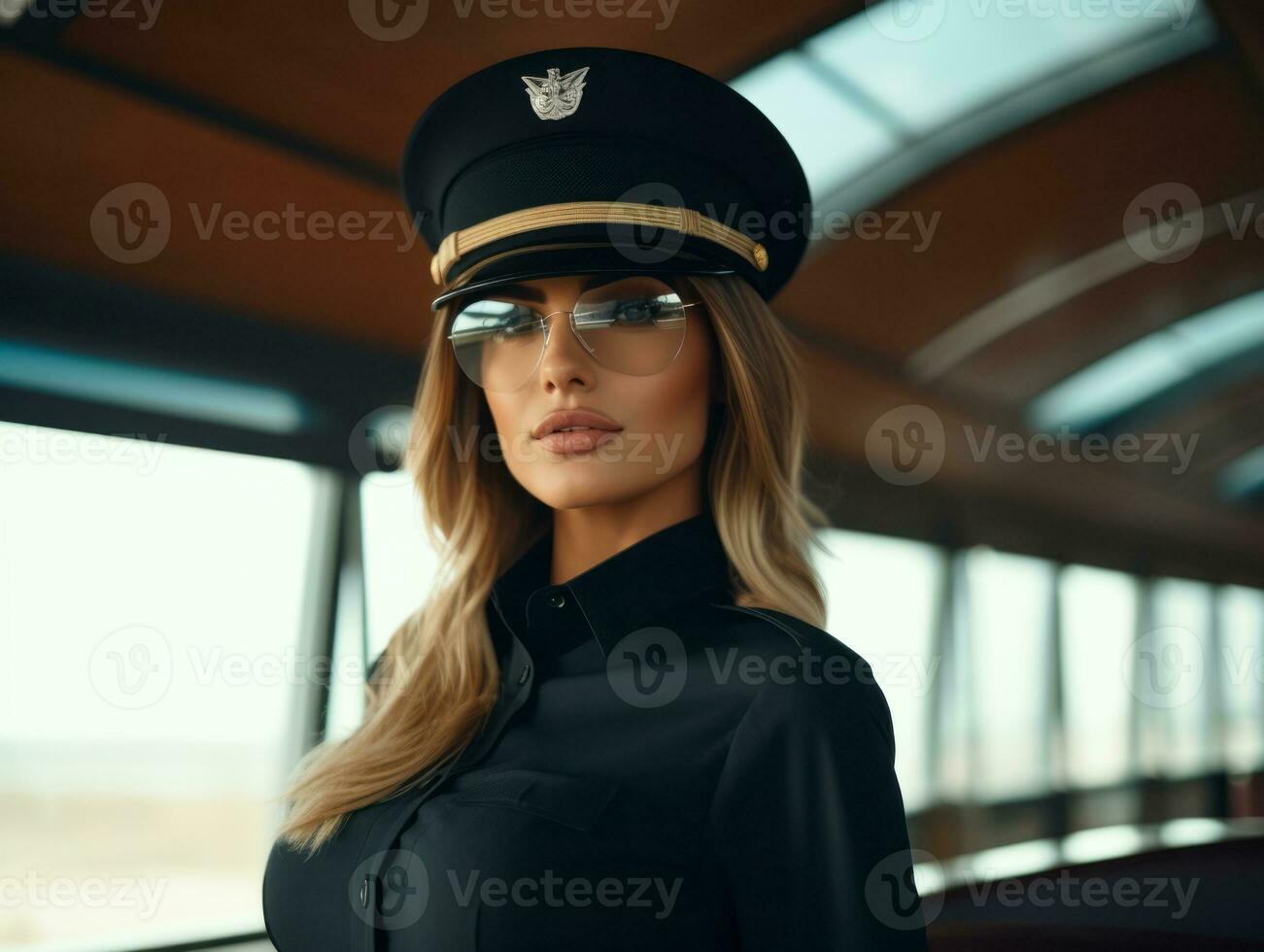 Policewoman is carefully examining the crime scene for potential evidence AI Generative photo
