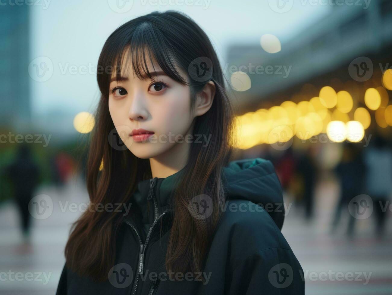Policewoman is carefully examining the crime scene for potential evidence AI Generative photo