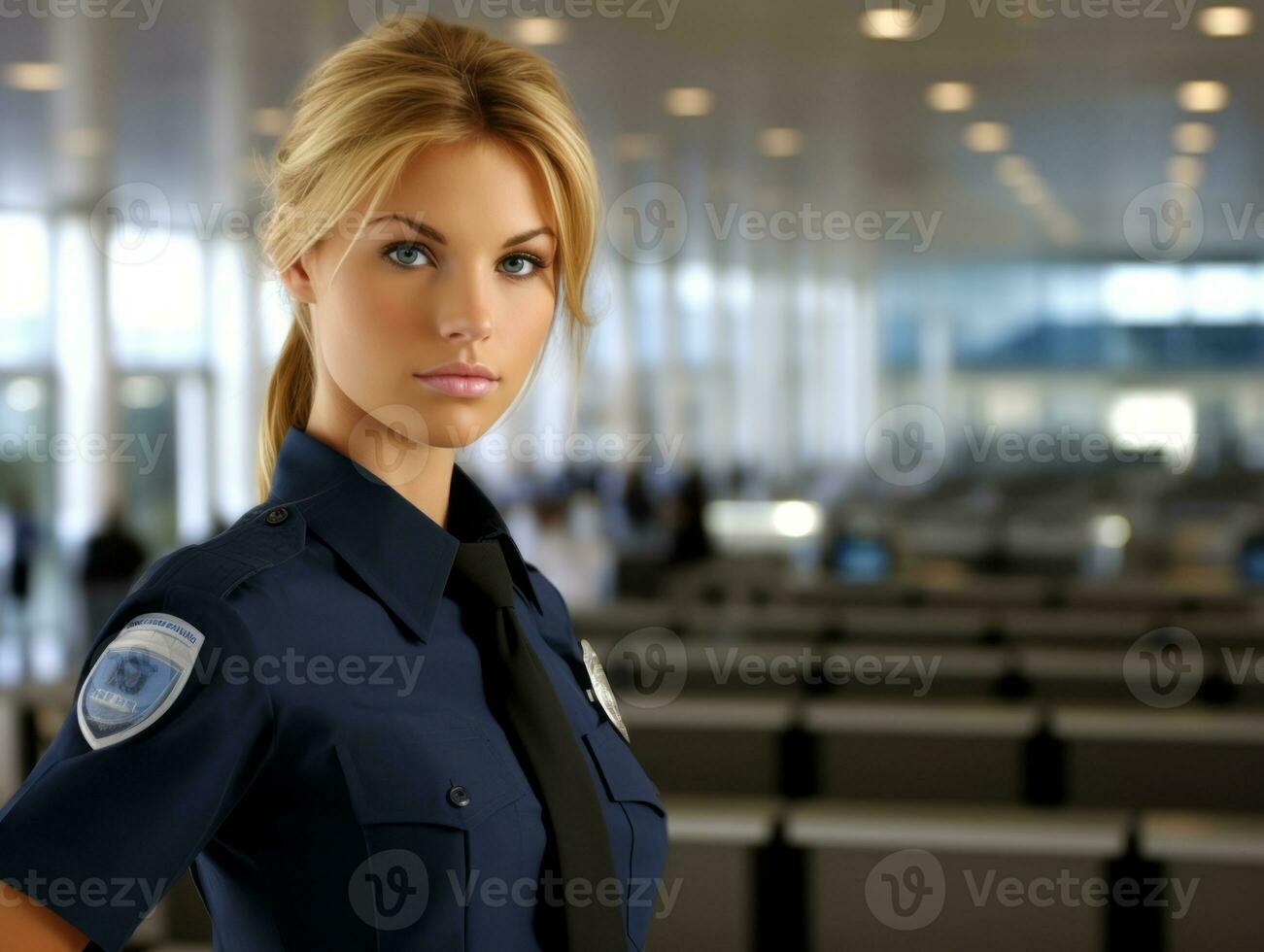 Policewoman is carefully examining the crime scene for potential evidence AI Generative photo