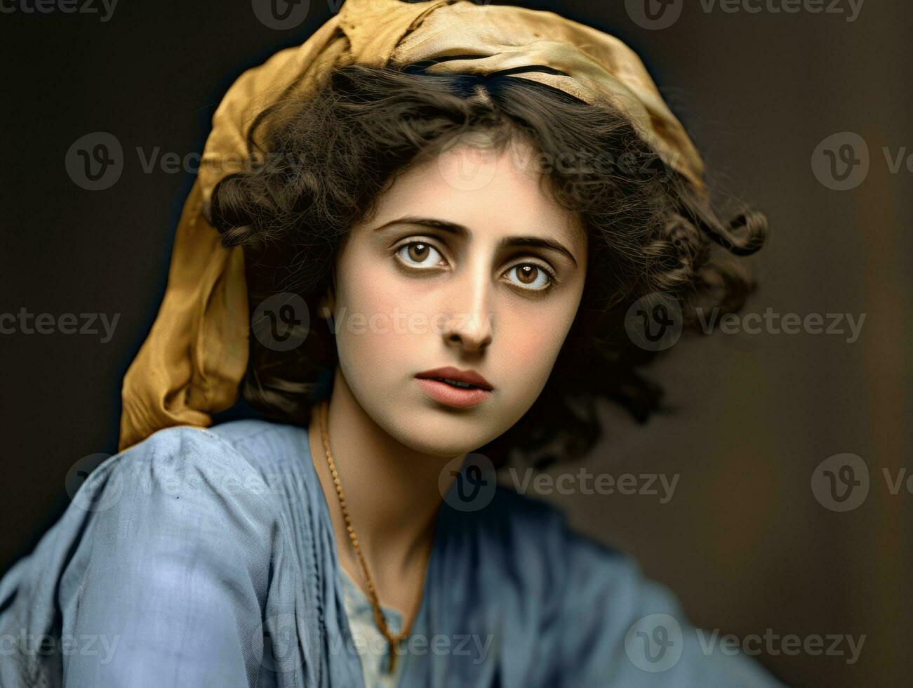 An colored old photograph of a woman from the early 1900s AI Generative photo