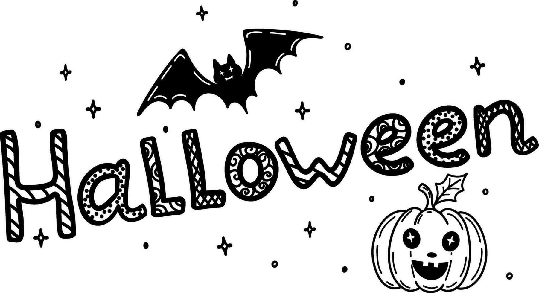 Halloween banner template. Elements for Halloween pumpkin, bat in the starry sky.  A creepy Halloween website, a background picture, or a banner template. vector