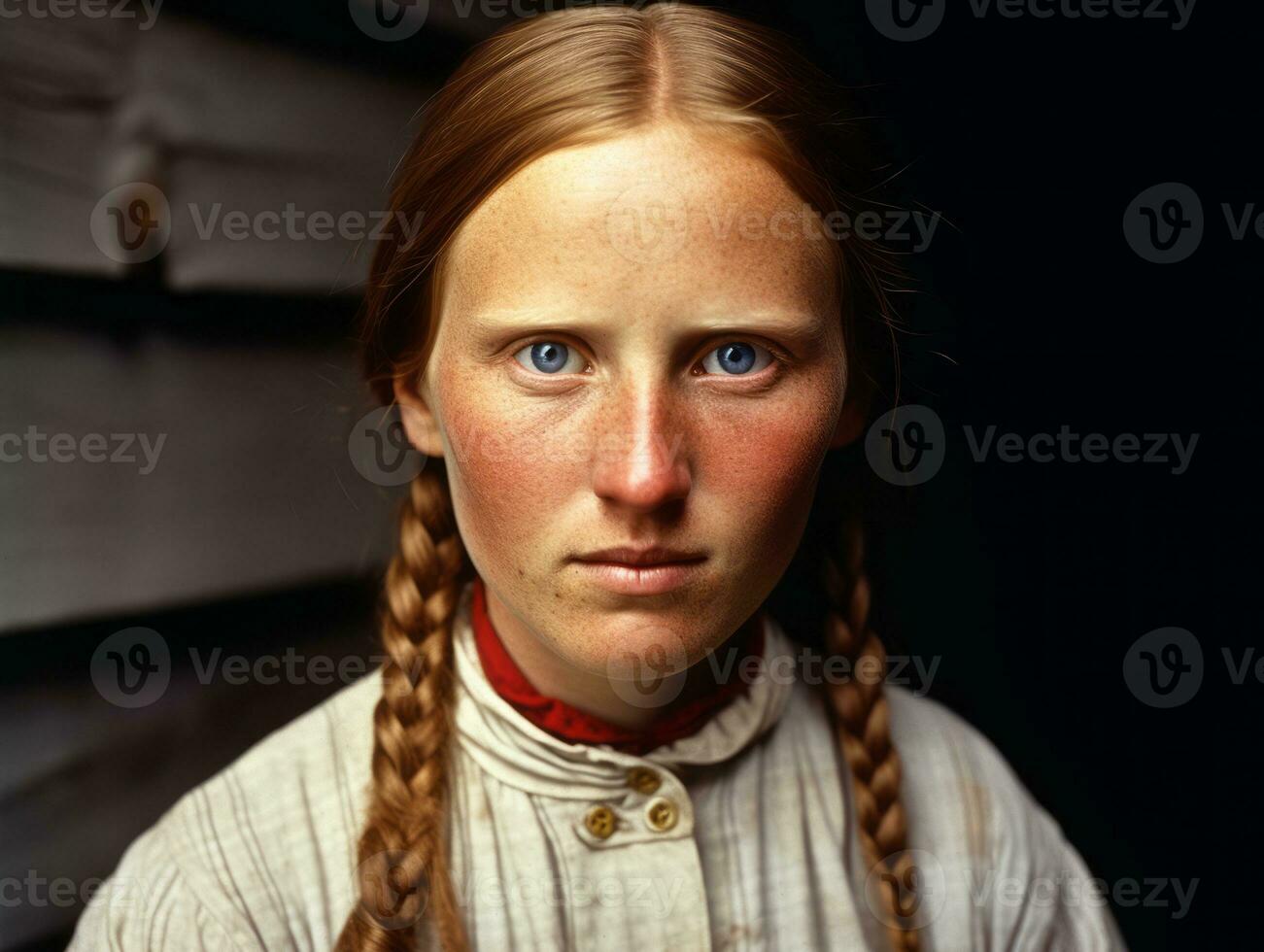 An colored old photograph of a woman from the early 1900s AI Generative photo