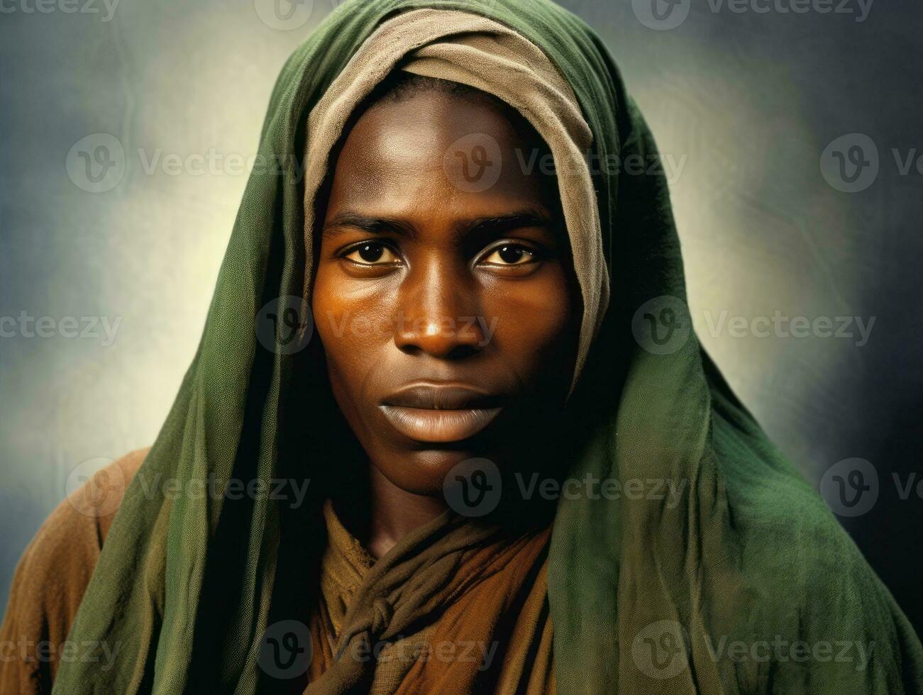 An colored old photograph of a woman from the early 1900s AI Generative photo