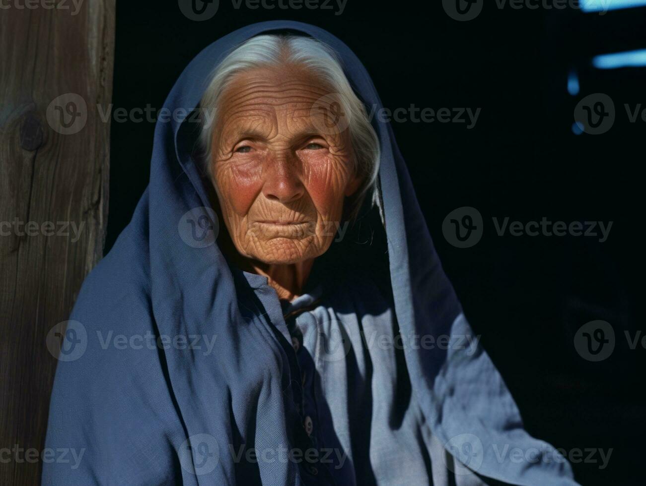 An colored old photograph of a woman from the early 1900s AI Generative photo