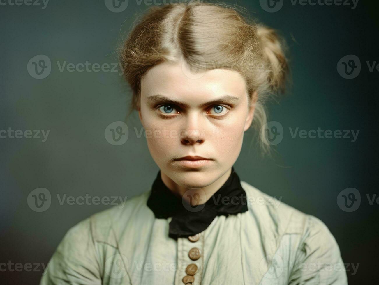 An colored old photograph of a woman from the early 1900s AI Generative photo