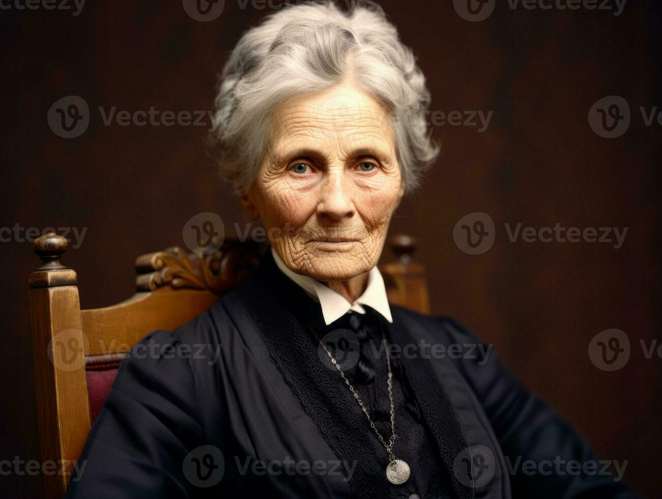 An colored old photograph of a woman from the early 1900s AI Generative photo