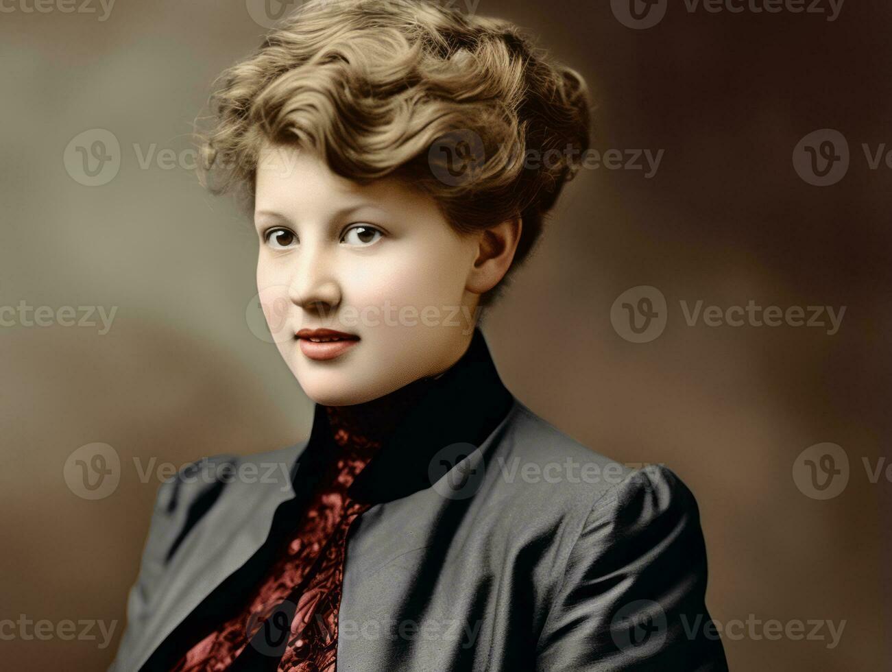 An colored old photograph of a woman from the early 1900s AI Generative photo