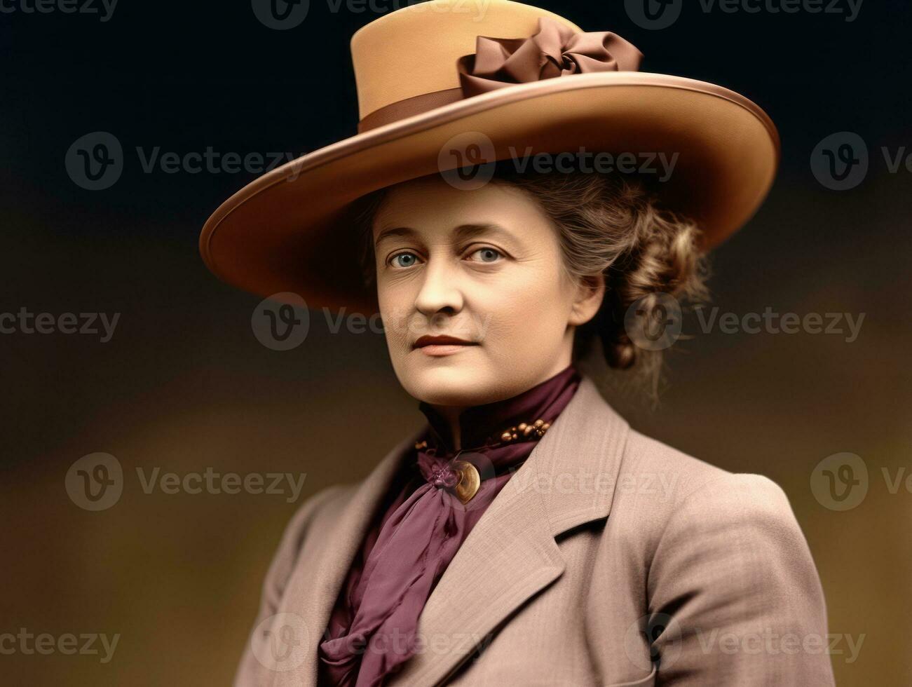 An colored old photograph of a woman from the early 1900s AI Generative photo