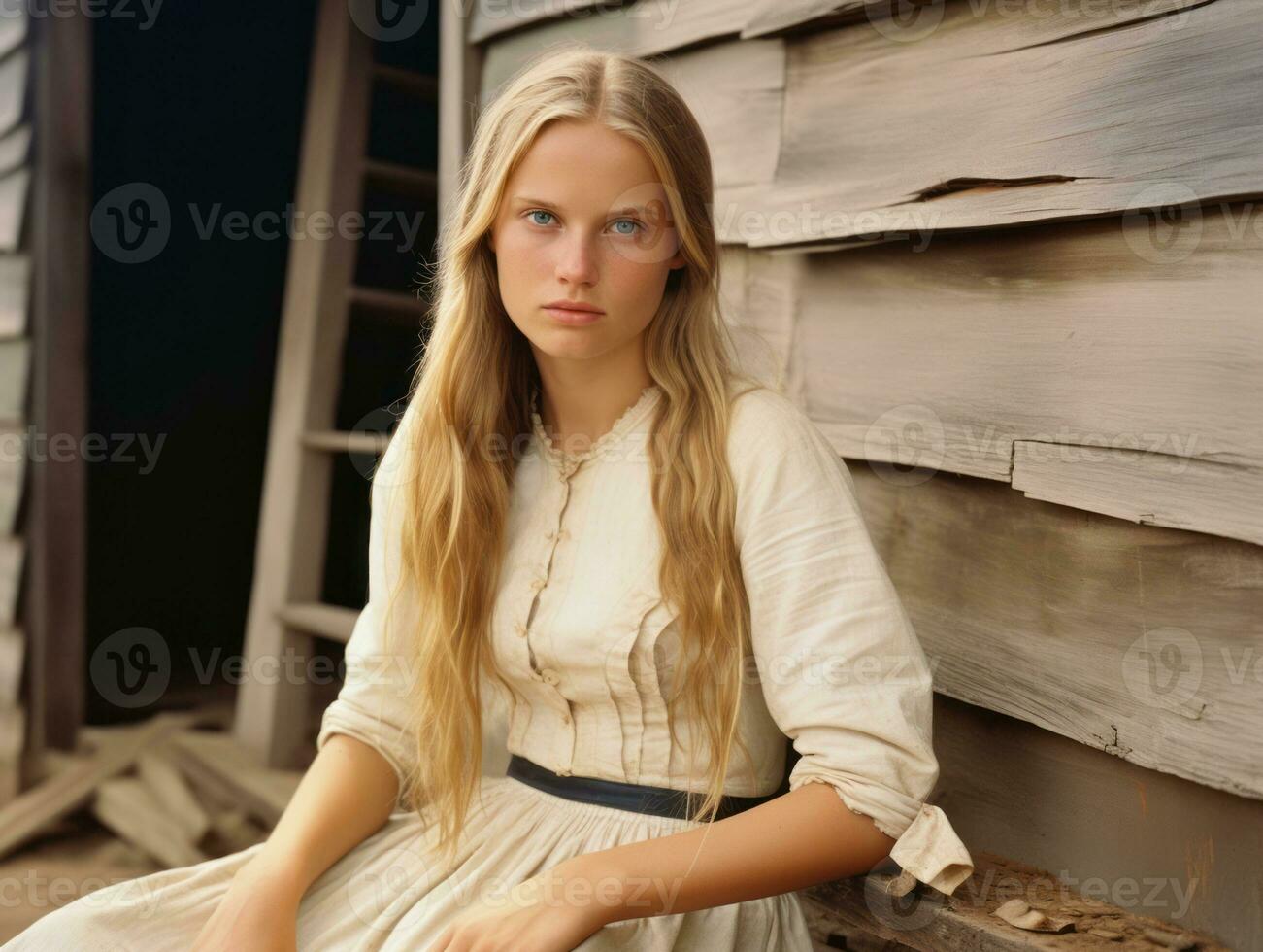 un de colores antiguo fotografía de un mujer desde el temprano 1900 ai generativo foto