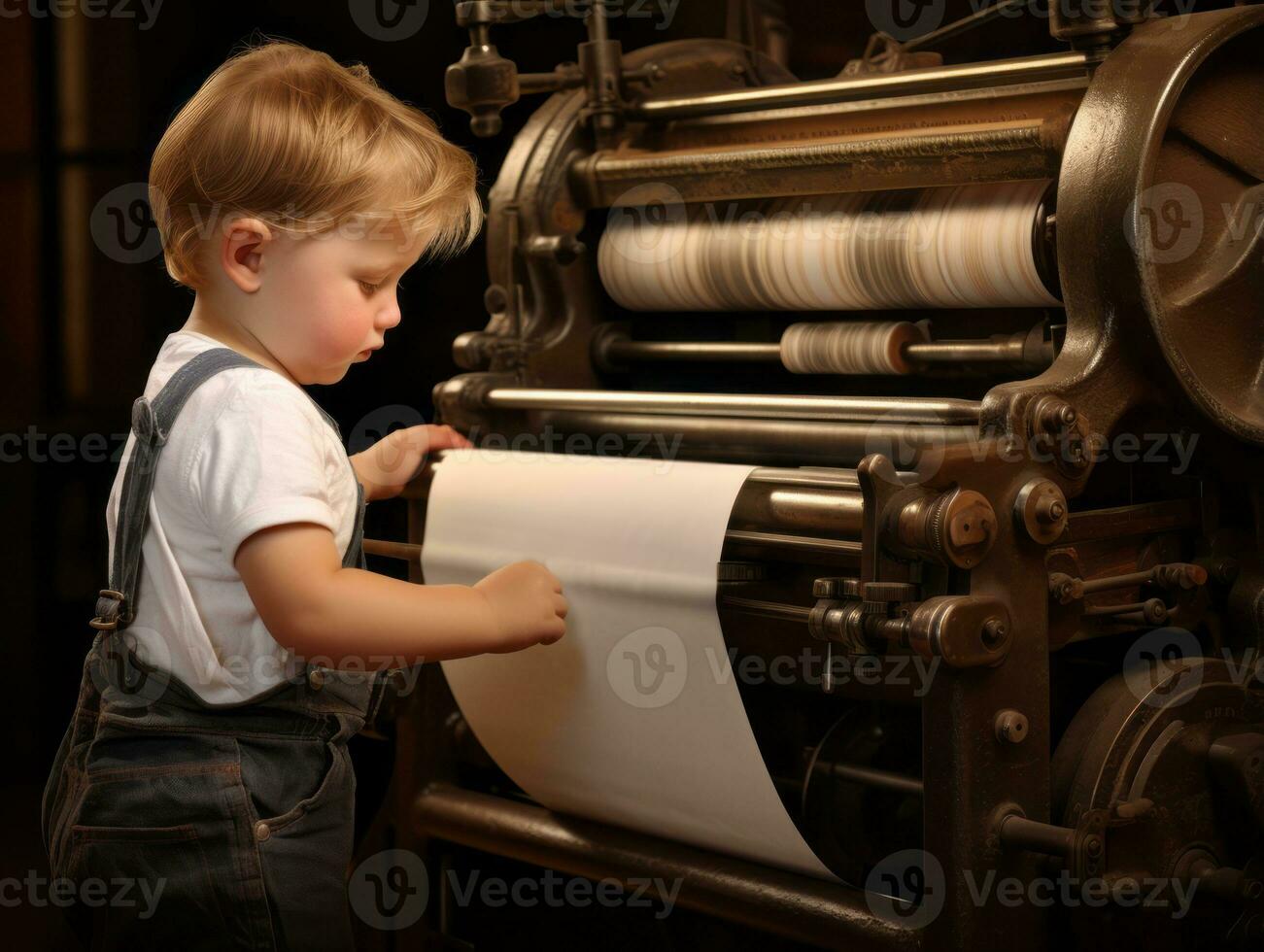 Historic colored photo of a kids daily work in the 1900s AI Generative