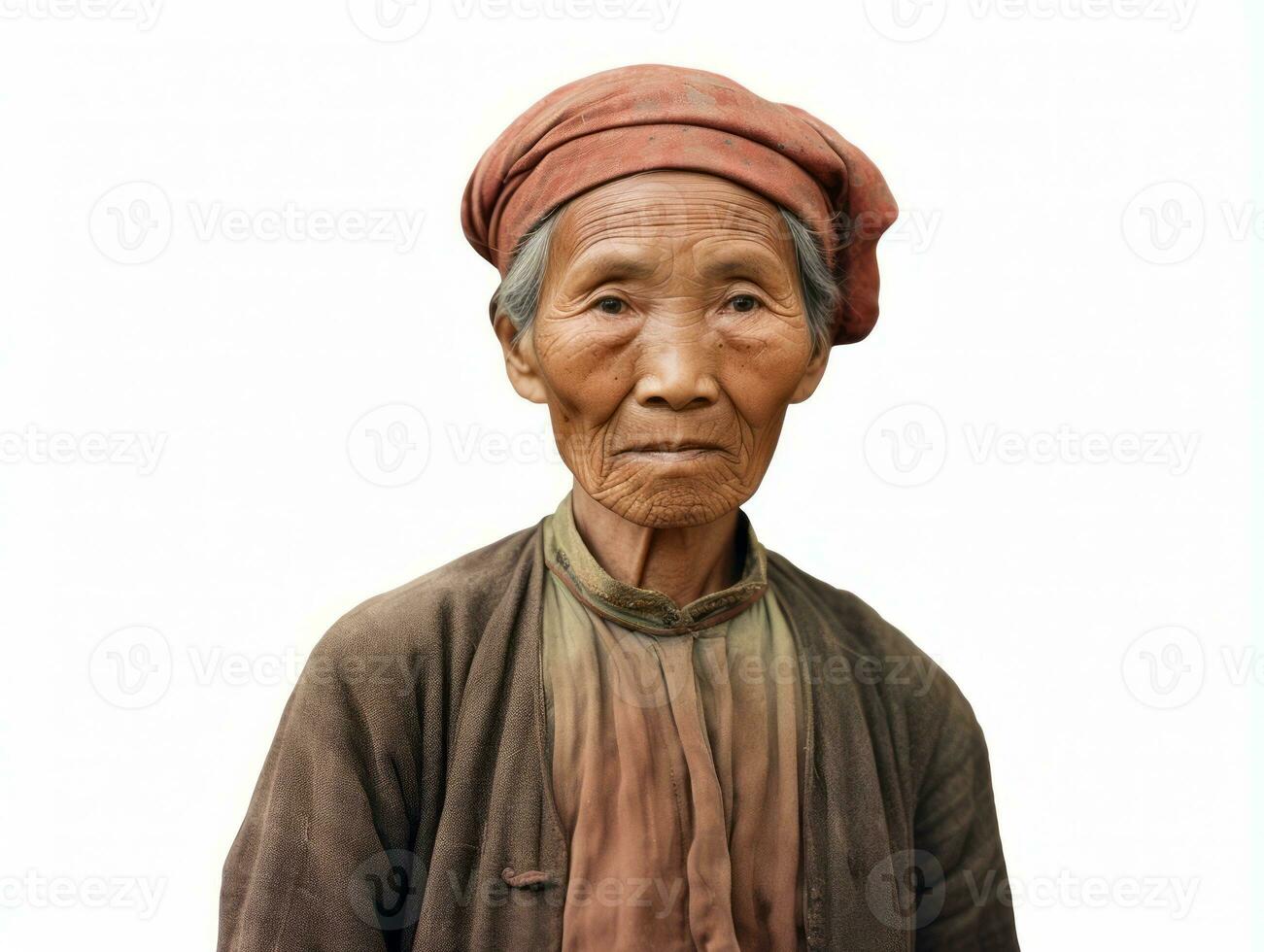 An old colored photograph of a asian woman from the early 1900s AI Generative photo