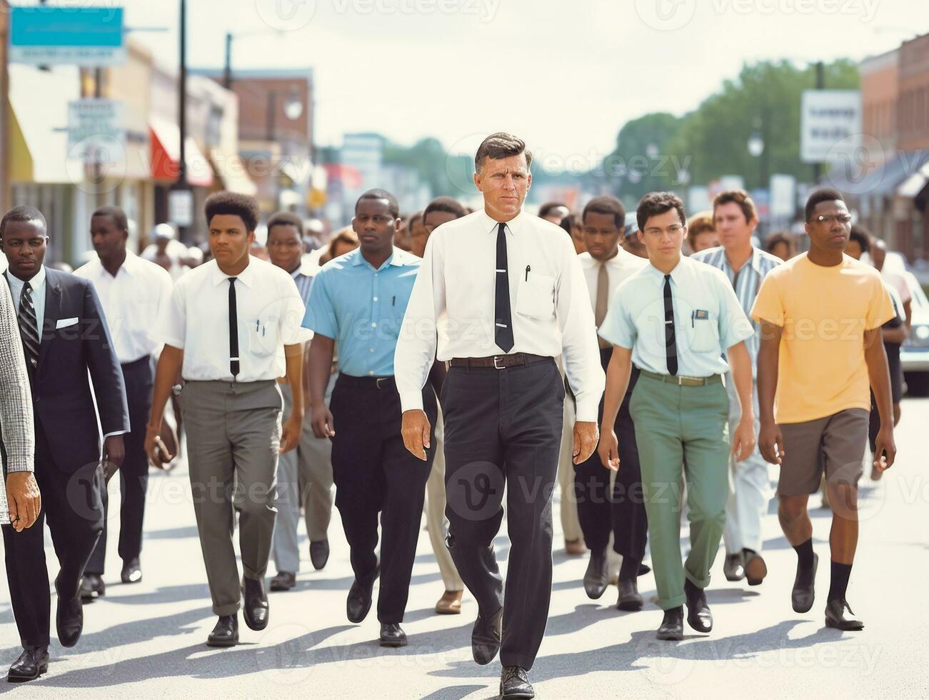 histórico de colores foto de un hombre líder un protesta ai generativo