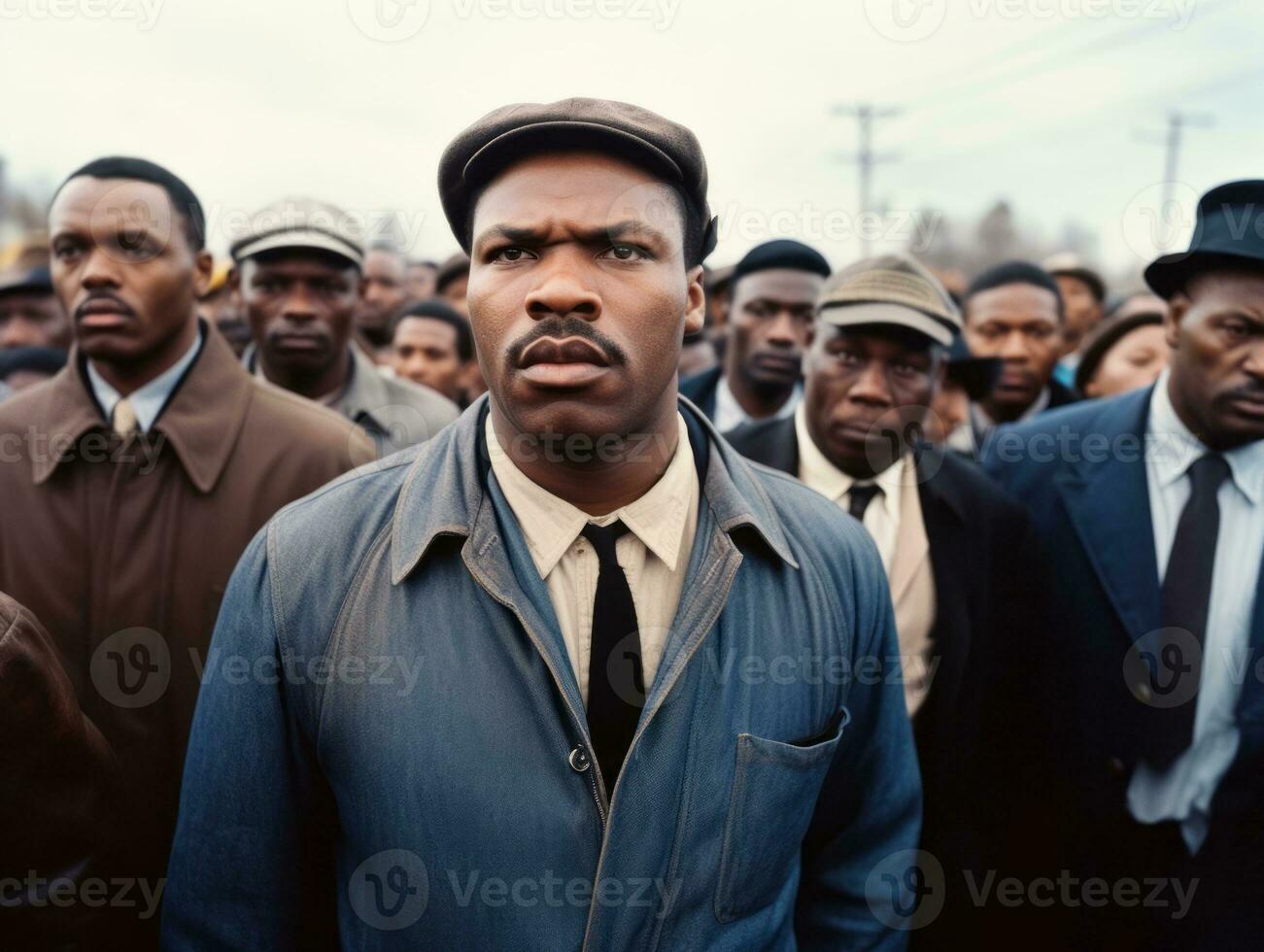 histórico de colores foto de un hombre líder un protesta ai generativo