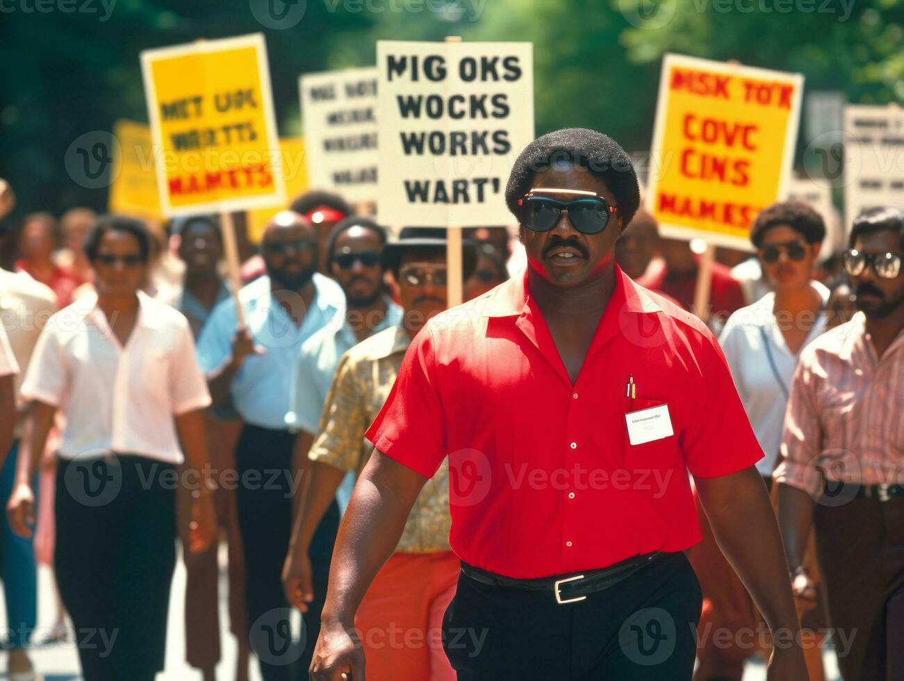 Historic colored photo of a man leading a protest AI Generative