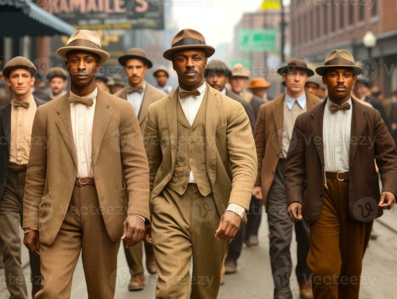 Historic colored photo of a man leading a protest AI Generative