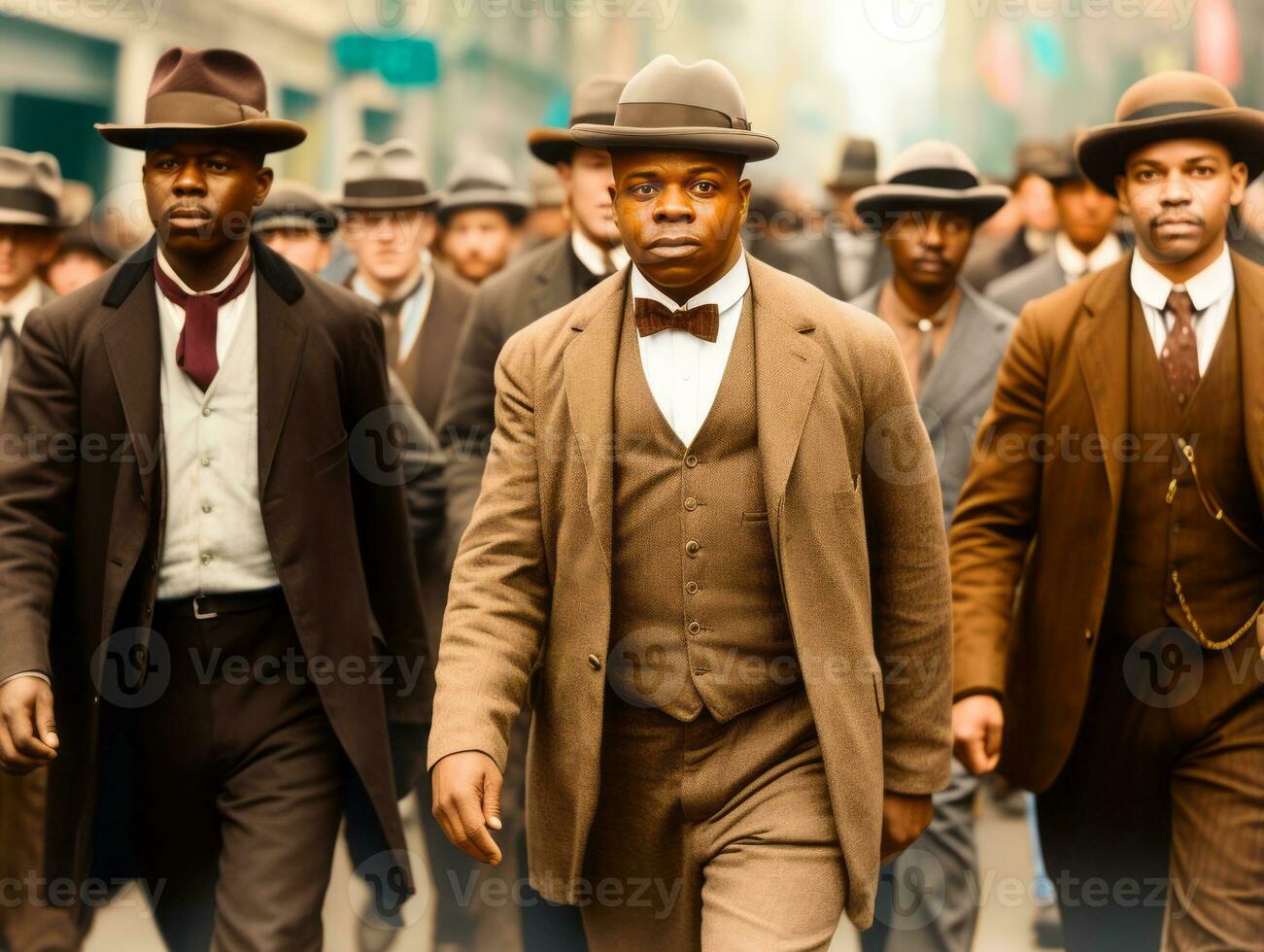 Historic colored photo of a man leading a protest AI Generative