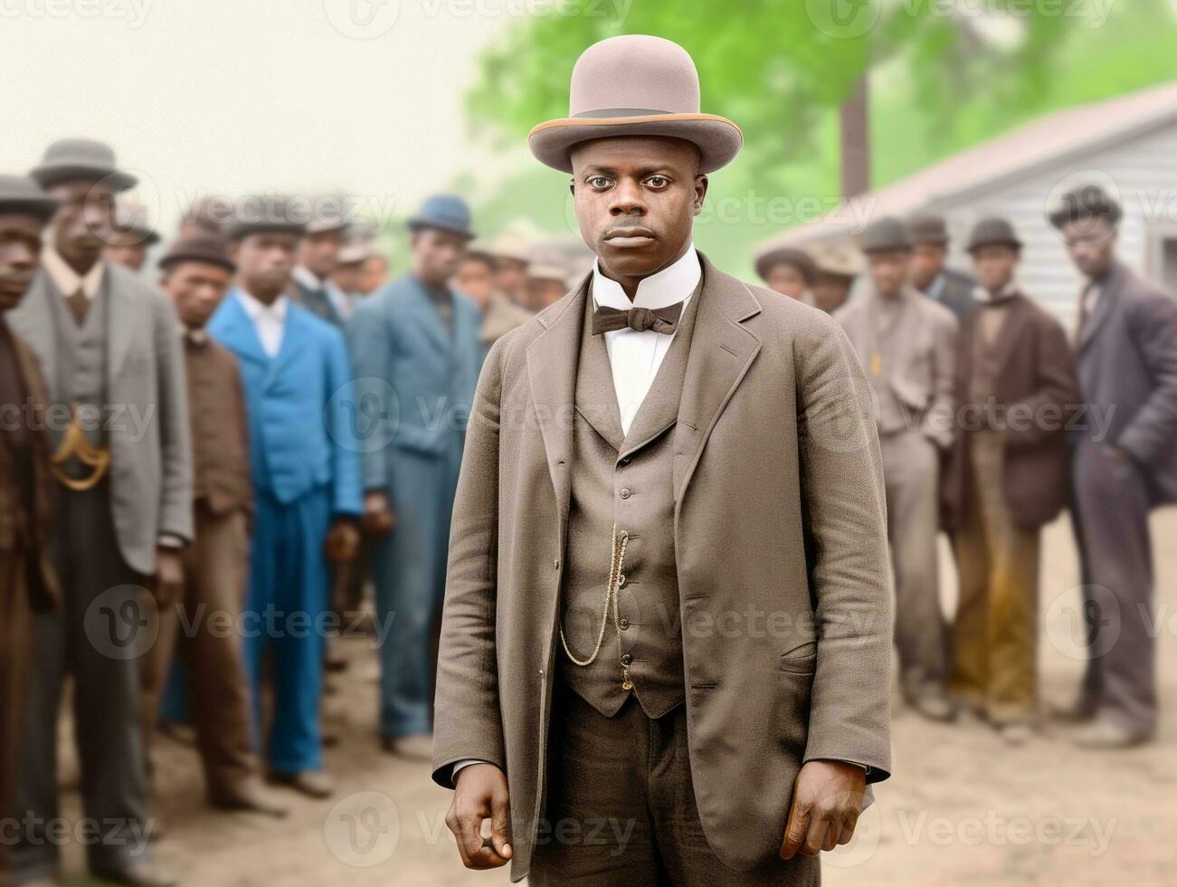 Historic colored photo of a man leading a protest AI Generative