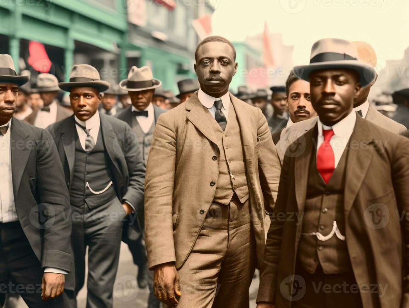 Historic colored photo of a man leading a protest AI Generative
