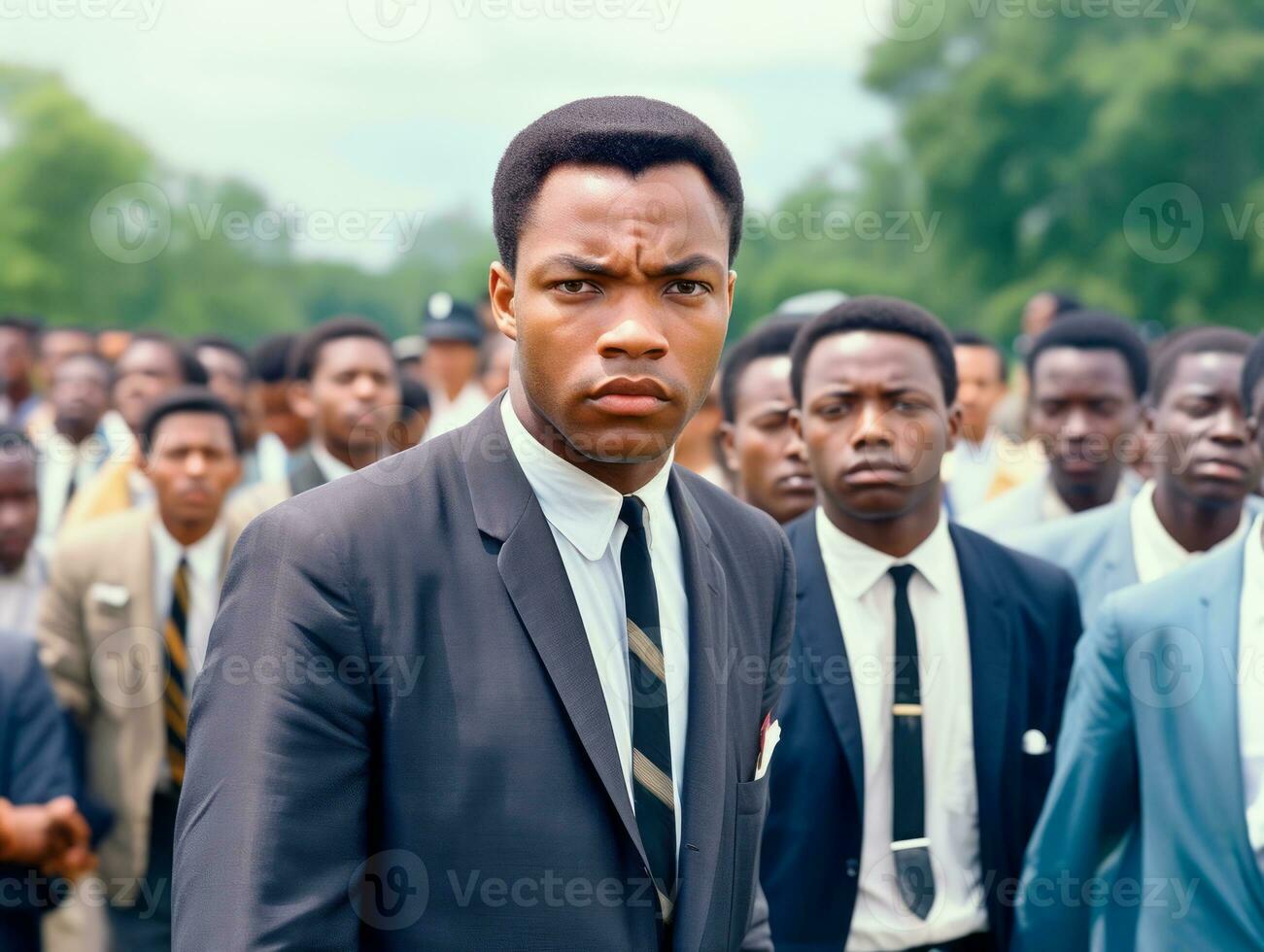 histórico de colores foto de un hombre líder un protesta ai generativo