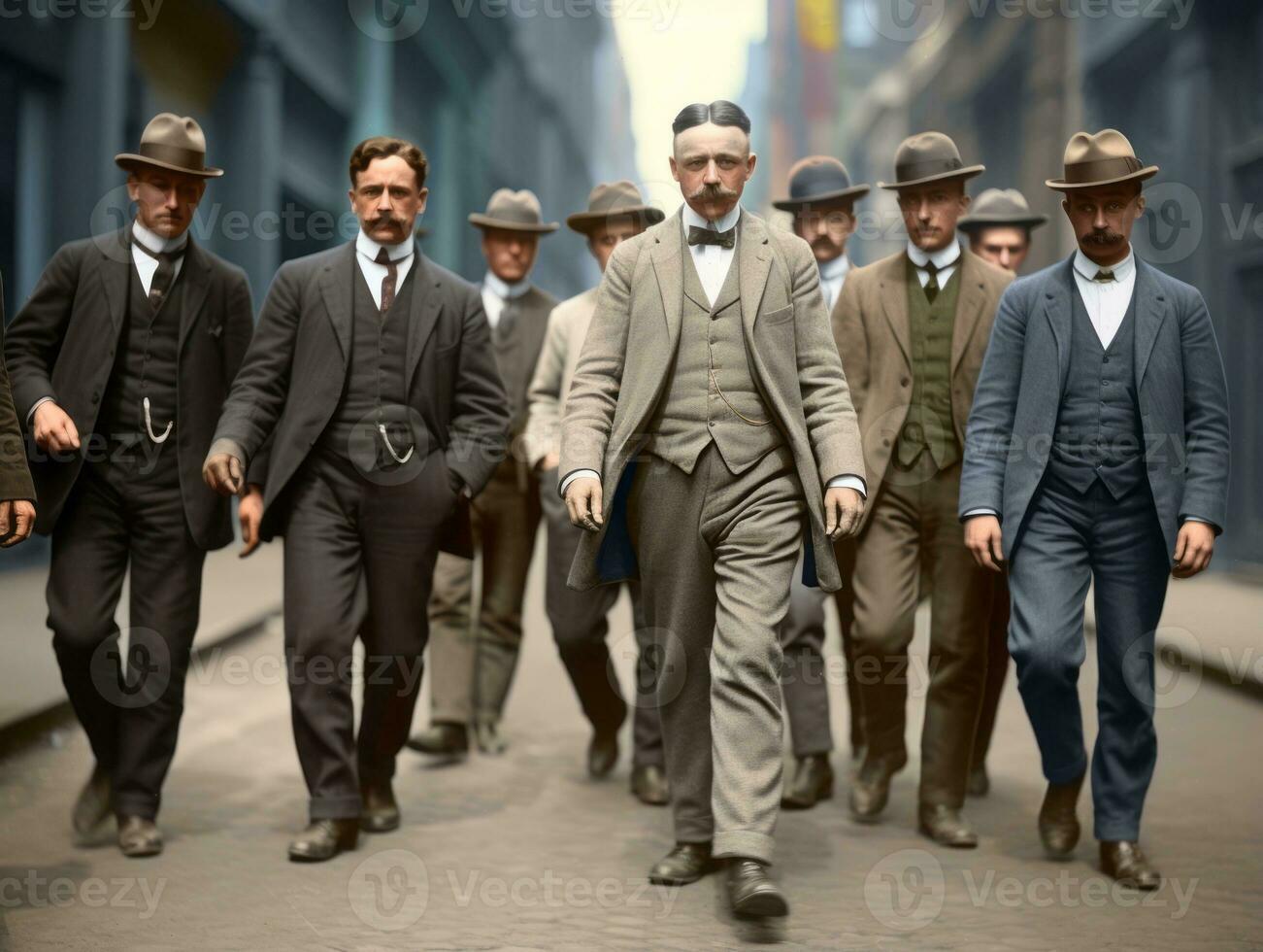 Historic colored photo of a man leading a protest AI Generative