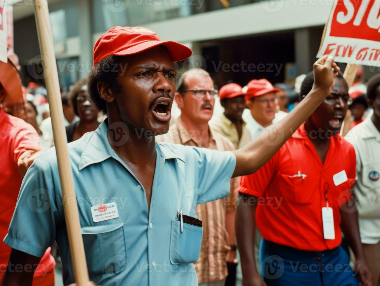 Historic colored photo of a man leading a protest AI Generative