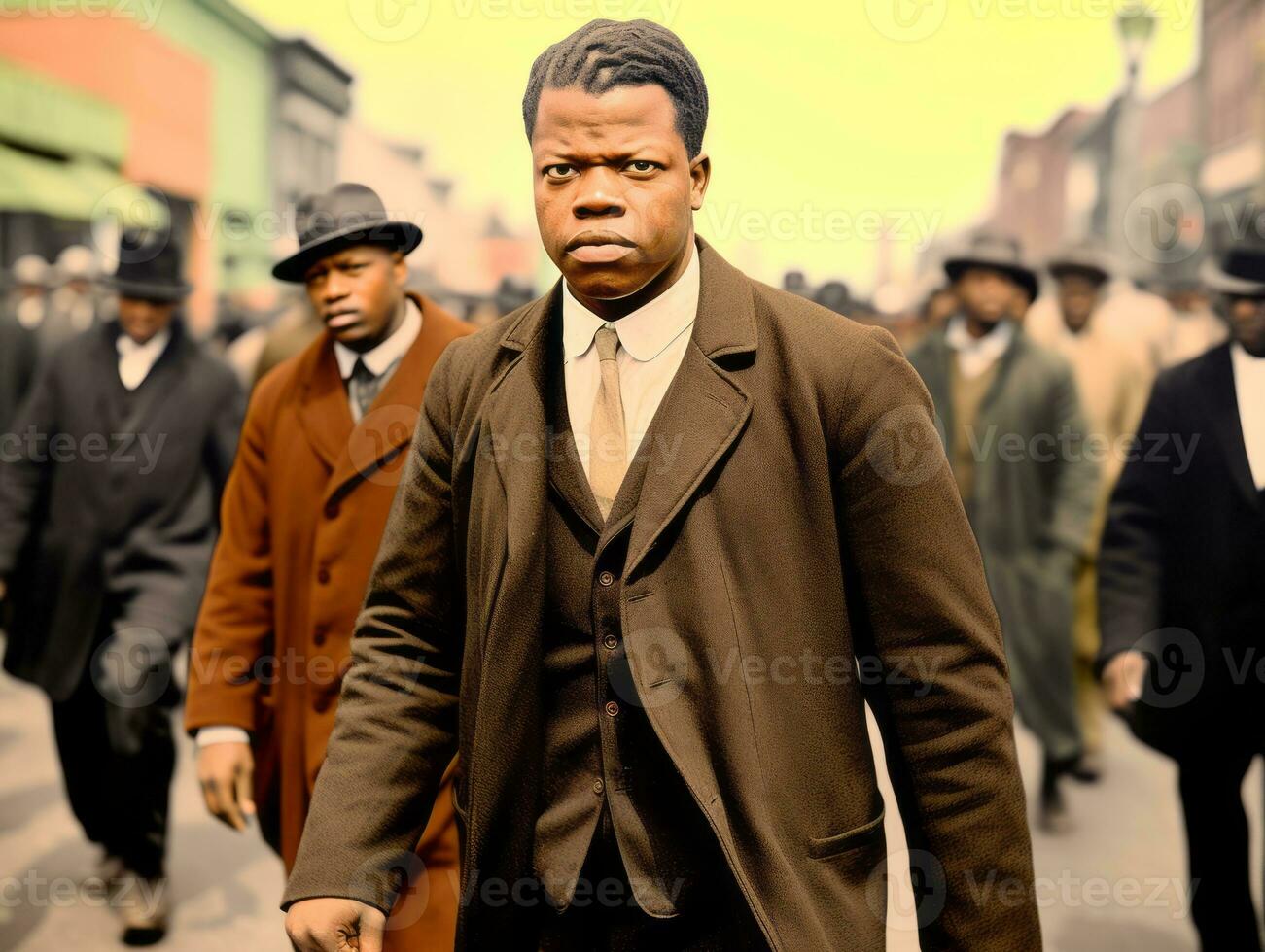 Historic colored photo of a man leading a protest AI Generative