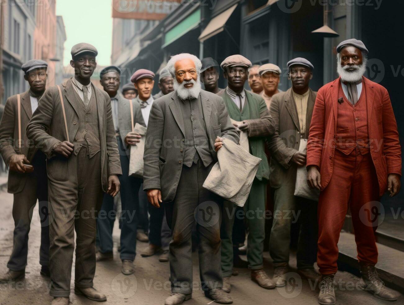 Historic colored photo of a man leading a protest AI Generative