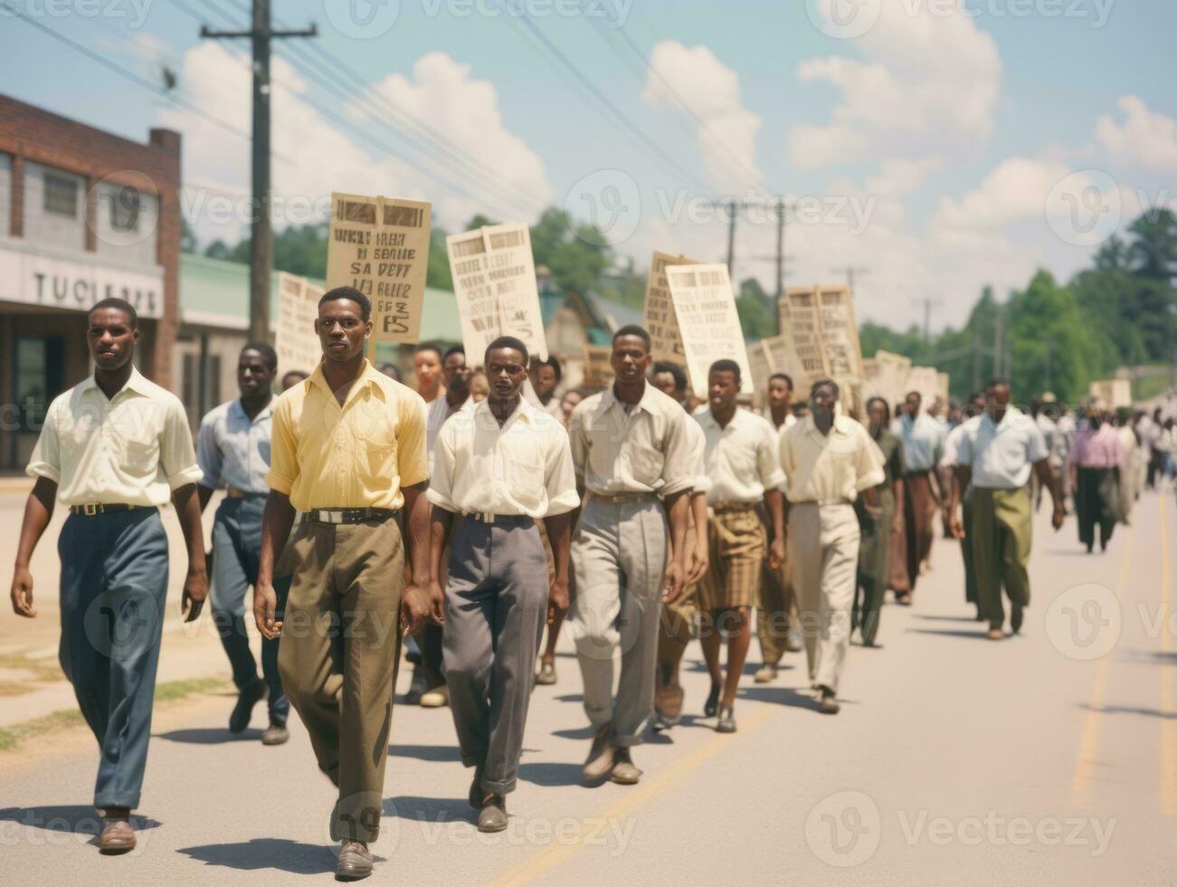 histórico de colores foto de un hombre líder un protesta ai generativo