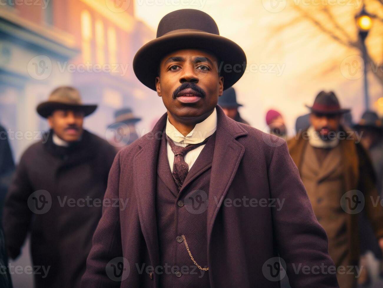 Historic colored photo of a man leading a protest AI Generative