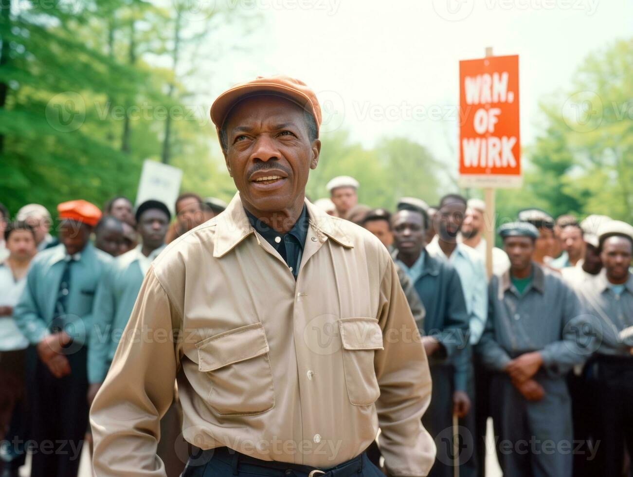 histórico de colores foto de un hombre líder un protesta ai generativo