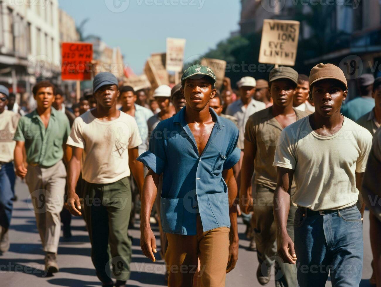 histórico de colores foto de un hombre líder un protesta ai generativo