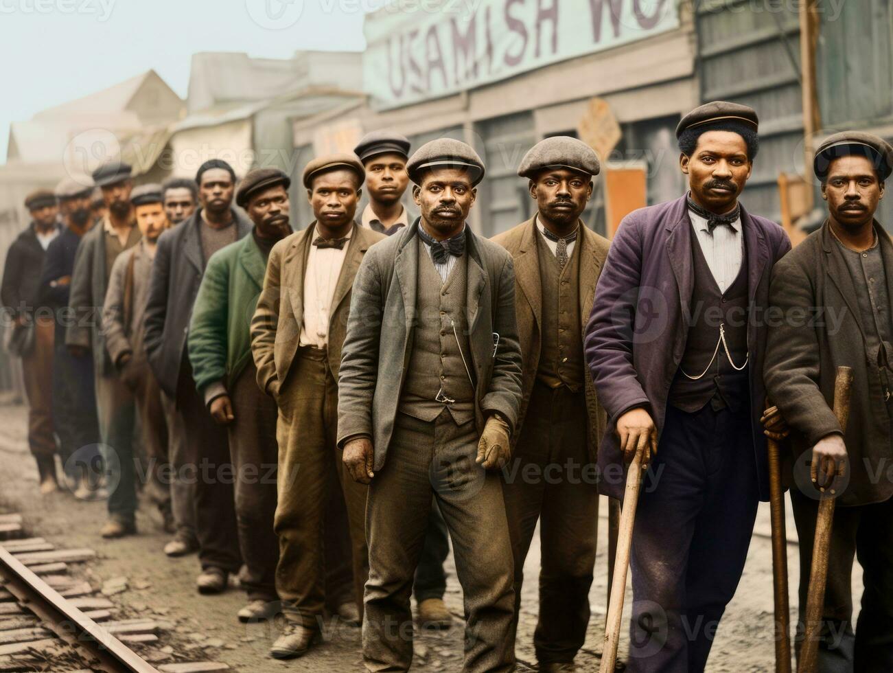 Historic colored photo of a man leading a protest AI Generative