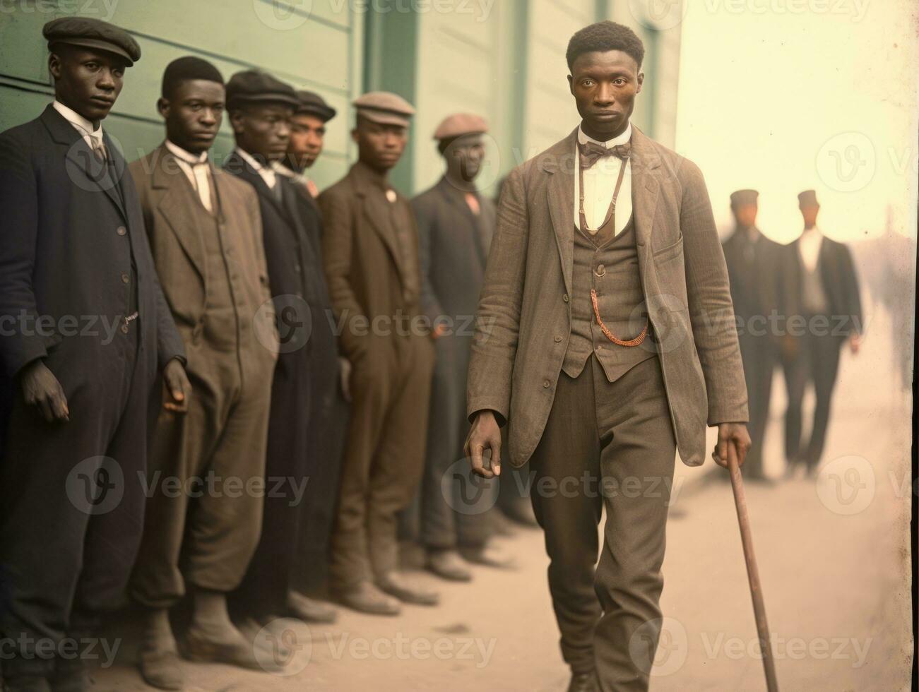 Historic colored photo of a man leading a protest AI Generative