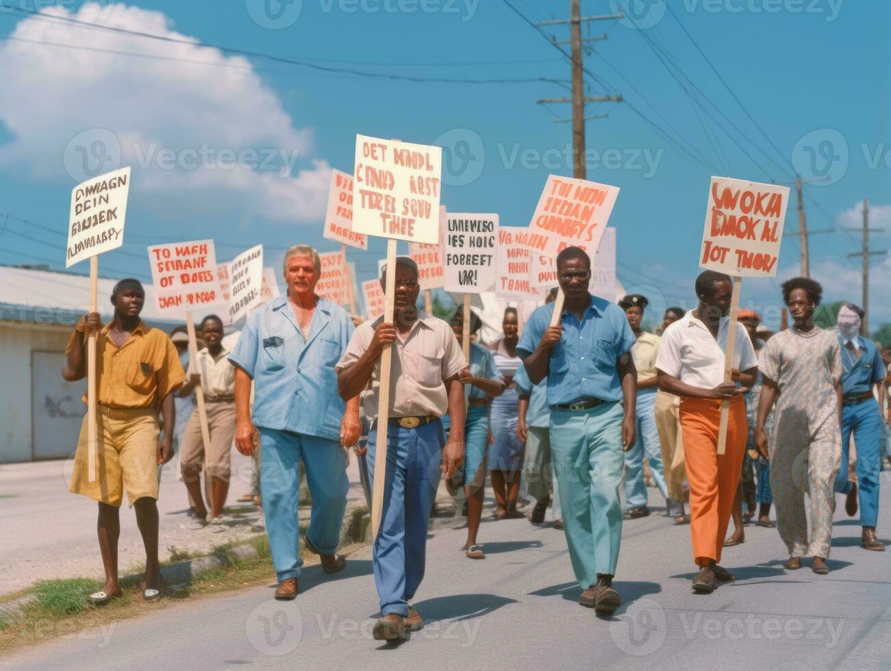 Historic colored photo of a man leading a protest AI Generative