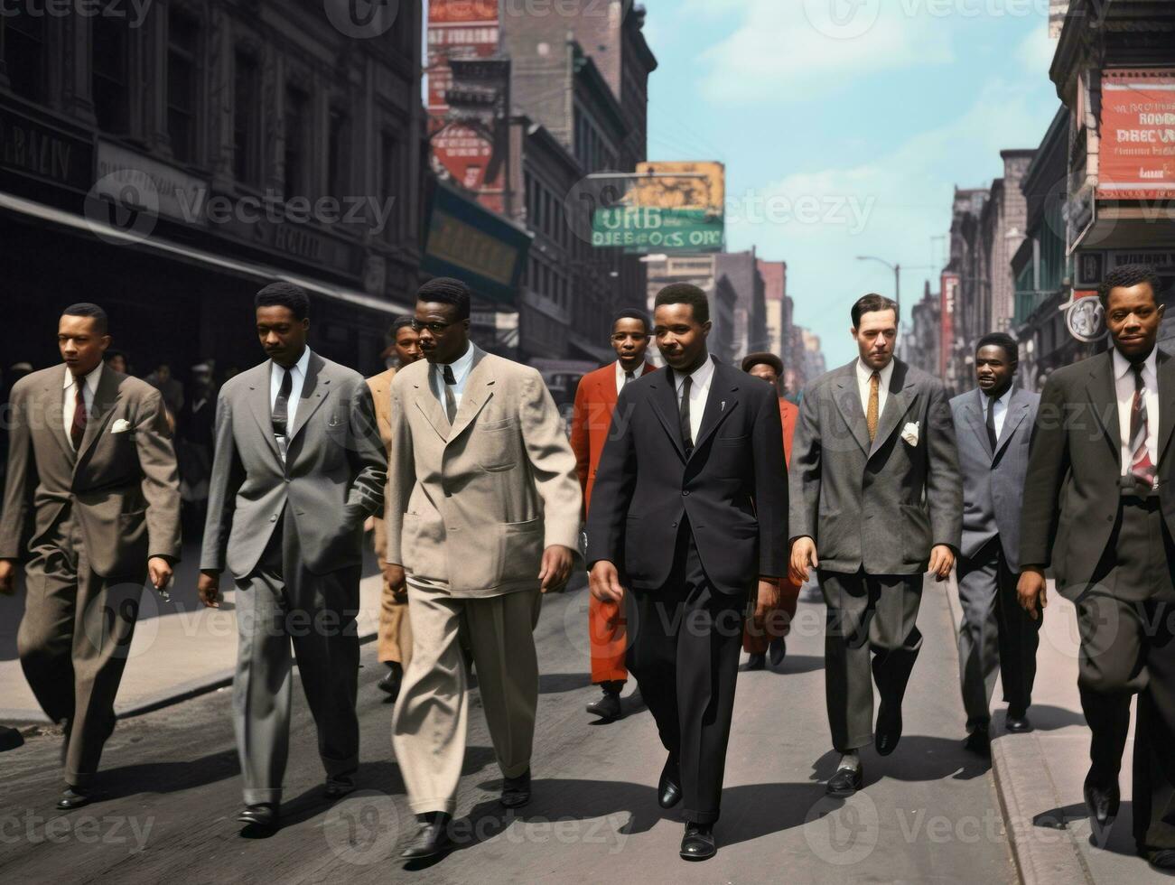 Historic colored photo of a man leading a protest AI Generative